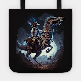 Dino Space Rider Merchandise: Adventure with a Vintage Twist Tote