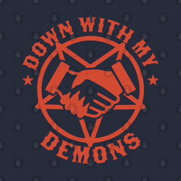 Down With My Demons Deal Handshake Gothic Goth Retro Vintage by OrangeMonkeyArt