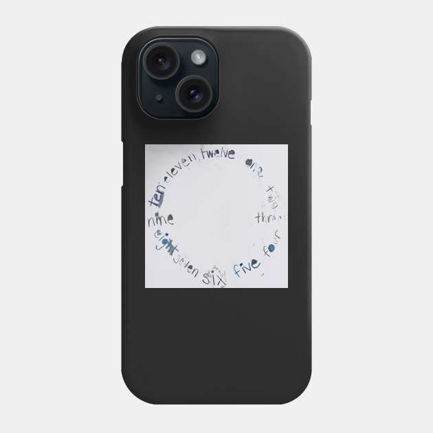 Gray Clock with Numbers, light gray watercolor Phone Case by djrunnels