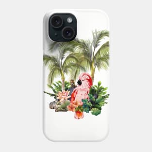 Cute parrot with palm trees Phone Case