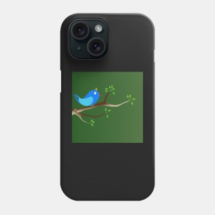 A blue bird perched on a tree branch. Phone Case