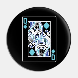 Queen of Diamonds Pixel Art Bright Negative Mode Pin