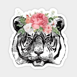 Tiger With Flowers Magnet