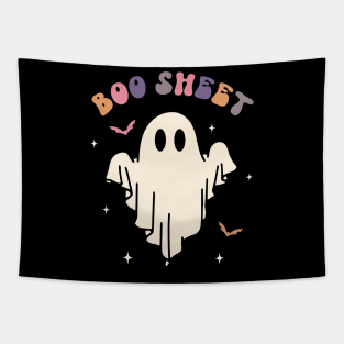 Cute Boo Sheet Retro Groovy Halloween Boo Ghost Tapestry