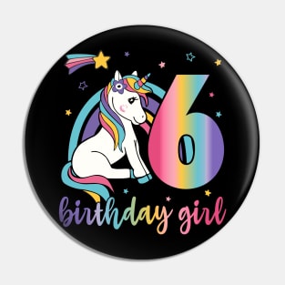 6th Birthday Girls Unicorn Pin