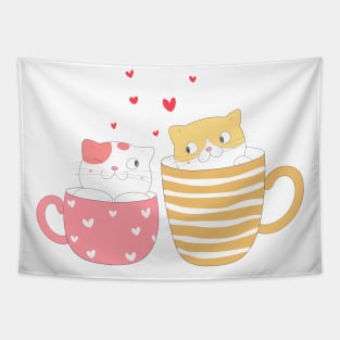 LOVELY COUPLE CAT Tapestry