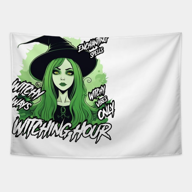 Witching Hour, Witchy Ways, Witchy Vibes Only, Enchanting Spells Tapestry by ShyPixels Arts