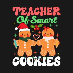 Teacher Of Smart Cookies Christmas Funny Gingerbread Man T-Shirt