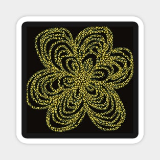 Yellow Textured Flower on Black Magnet