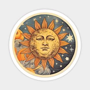 Retro Sun And Stars Magnet