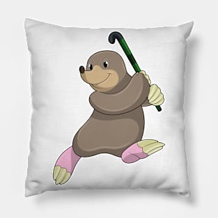 Mole at Hockey with Hockey bat Pillow