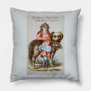 1885 Young Girl and her Giant Dog Pillow