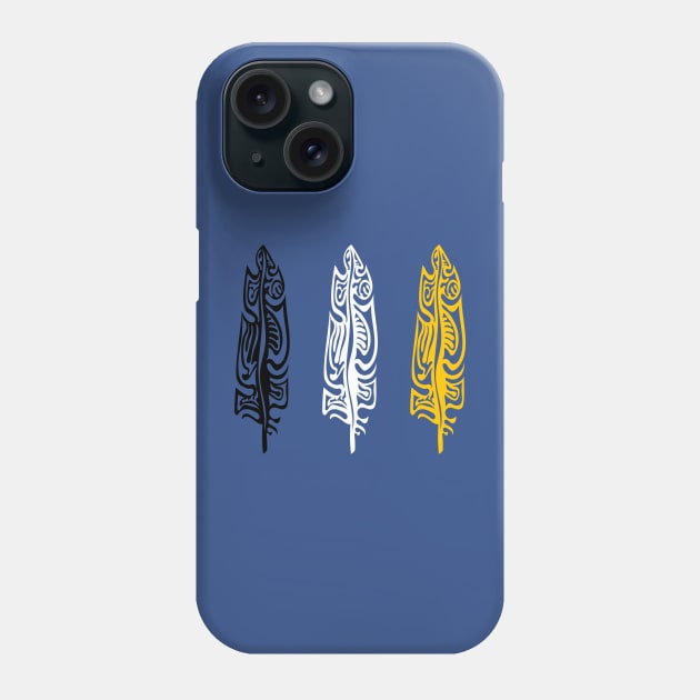 Three Feathers Medicine Wheel Colours Indigenous WAWEZHI CANADA Phone Case by WAWEZHI