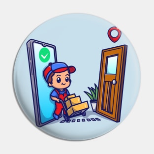 Cute Courier Delivery Package Cartoon Pin