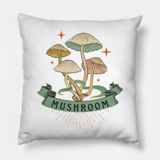 Groovy Vibes Colorful Vintage Mushroom Pillow