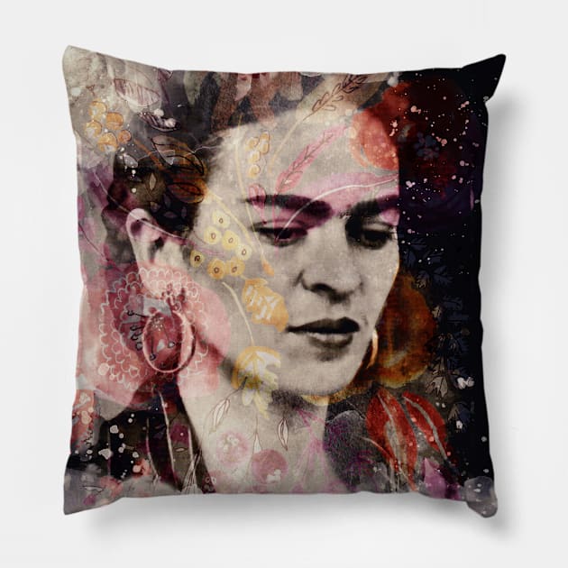 FRIDA KAHLO Mexican Feminist portrait painting Pillow by GalleryArtField