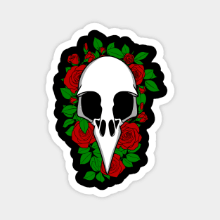 Crow skull and roses Magnet