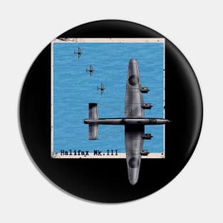 Halifax Mk.III WW2 bomber airplane over the sea Pin