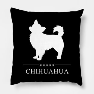 Longhaired Chihuahua Dog White Silhouette Pillow