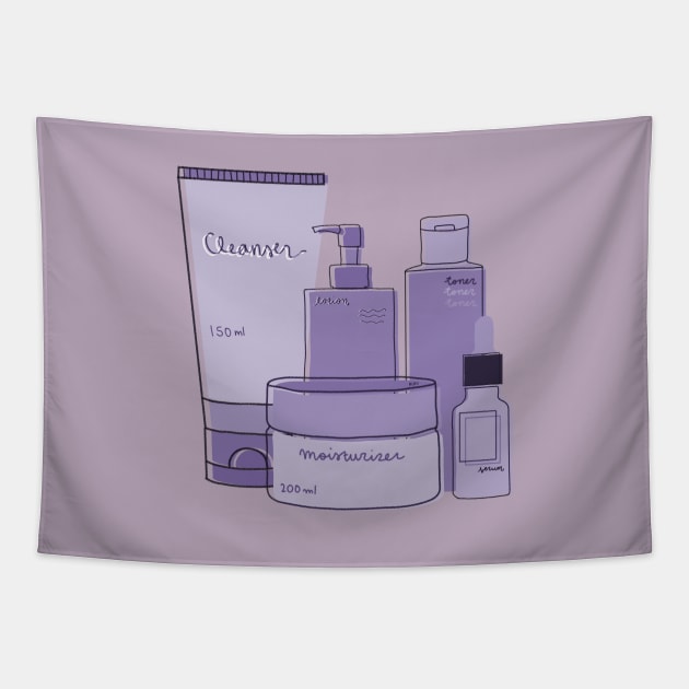 Skincare Essentials (Periwinkle Theme) Tapestry by aaalou