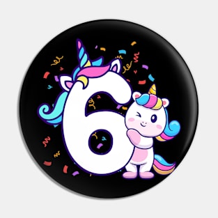 Unicorn Birthday 6 years Pin