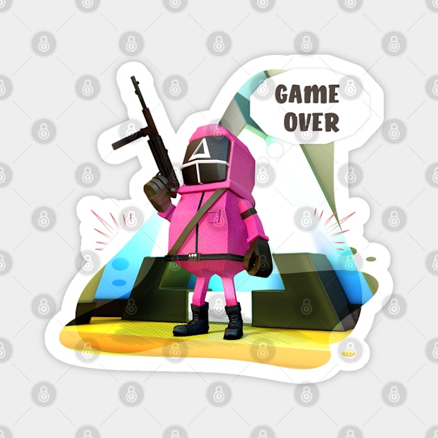 Squid game pink jumpsuit, Triangle mask Magnet by Nakano_boy