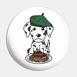 Dog eating Spaghetti - dalmatian Pin