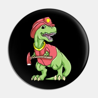 Dinosaur as firefighter with ax Pin