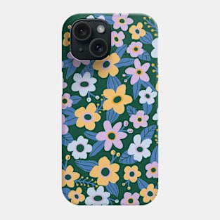 Ditsy vintage flower garden in lilac, yellow and green Phone Case