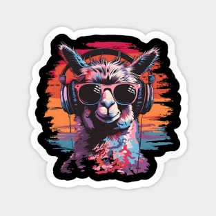 Summery DJ llama/alpaca with sunglasses in a cool style Magnet