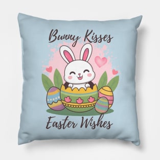 Bunny kisses easter wishes Pillow