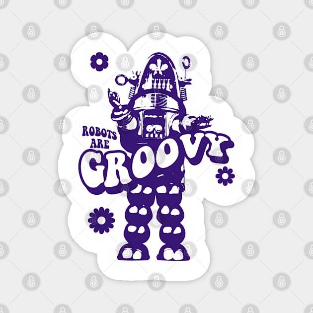 ROBOTS ARE GROOVY TIE DYE Magnet by KERZILLA