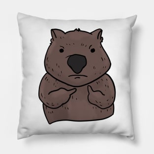 Grumpy Wombat Holding Middle finger funny gift Pillow