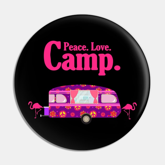 Womens Camping Gift Print Peace Love Camp Kids Or Adult Print Pin by Linco