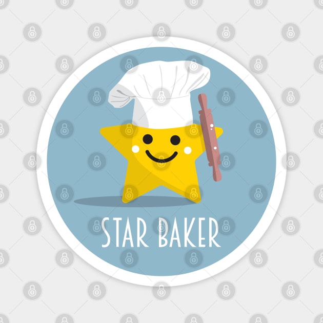 Cute Star Baker with Rolling Pin Magnet by VicEllisArt