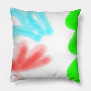 Green red orange watercolor abstract art Pillow