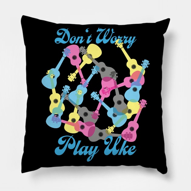 Play Ukulele - Be Happy Pillow by schlag.art