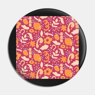 Abstract retro vibrant pattern in orange, cream and tomato red Pin