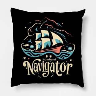 Navigator Ship Sailing Through The Sea Pillow