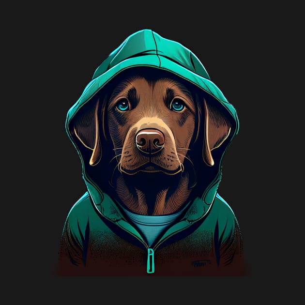 Labrador Retriever Wearing a Hoodie by Lakeview TeeShop