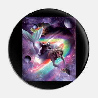 Space Sloth Riding Mermaid - Tacos And Rainbow Pin