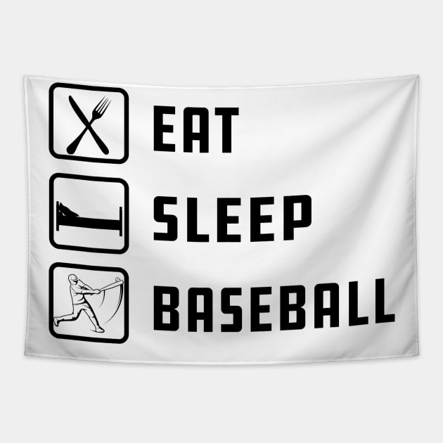 Baseball - Eat Sleep Baseball Tapestry by KC Happy Shop