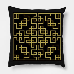 Black Gold Chinese Ornament Pattern Pillow