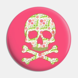 Skull with Flowers Pin