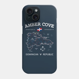 Dominican Republic Flag Travel Map Amber Cove Coordinates Roads Rivers and Oceans White Phone Case