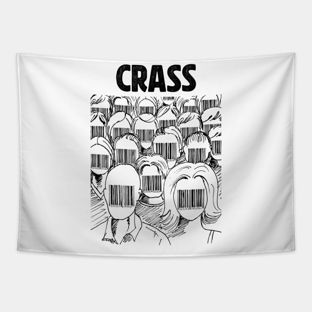 Barcode face Crass Tapestry by adima