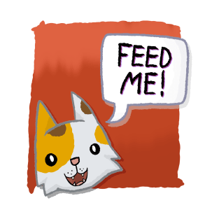 Feed Me! [Calico Cat With A Red Background] T-Shirt