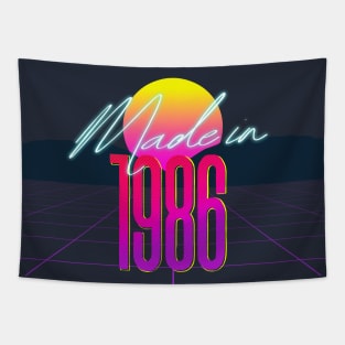 Made In 1986 ∆∆∆ VHS Retro 80s Outrun Birthday Design Tapestry