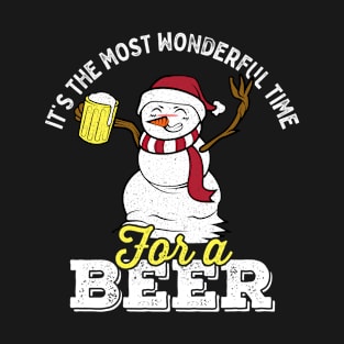 It's the Most Wonderful Time For A Beer Christmas Snowman T-Shirt