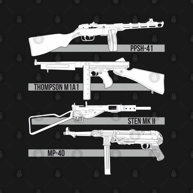 Submachine guns of the Second World War ( white version ) by FAawRay